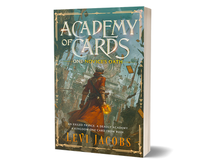 Book titled 'Academy of Cards' by Levi Jacobs on a white background