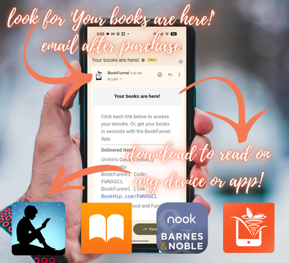 Hand holding a smartphone with an app notification about book delivery, surrounded by promotional text and logos.